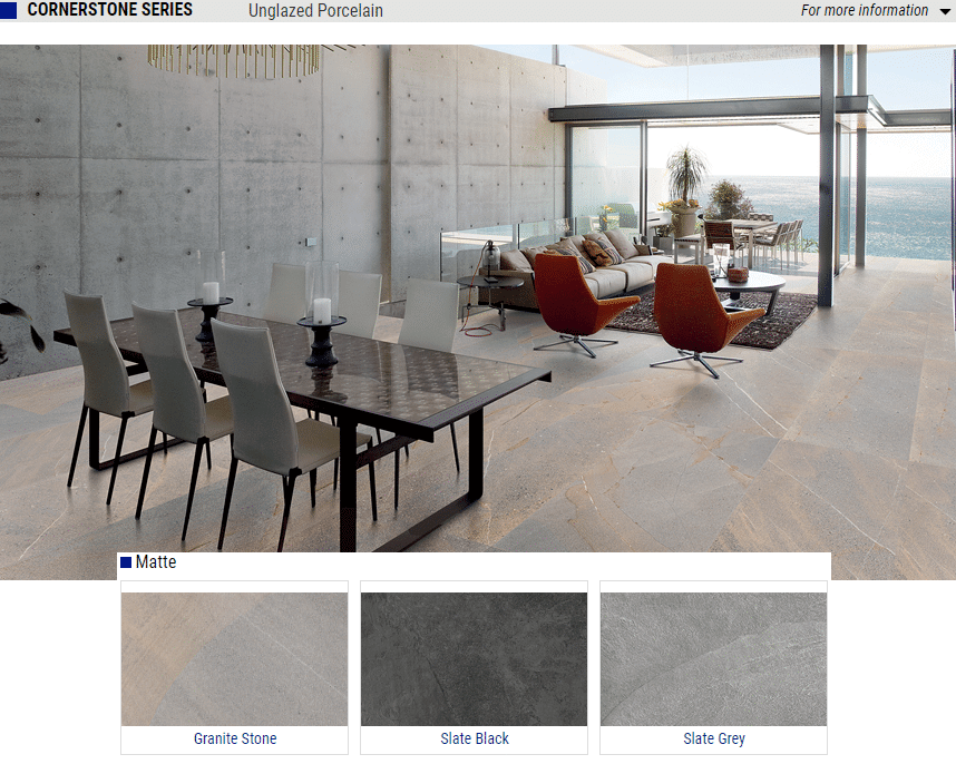 Cornerstone Series Matte Porcelain Tiles – Color: Granite Stone, Slate Black, Slate Grey – Size: 24×48 12×48 12×24 SQUAREFOOT FLOORING - MISSISSAUGA - TORONTO - BRAMPTON