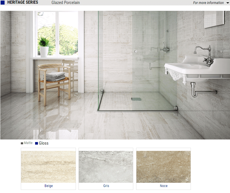 Heritage Series Matte and Gloss Glazed Porcelain Tiles – Color: Beige, Gris, Noce – Size: 12×24 18×18 SQUAREFOOT FLOORING - MISSISSAUGA - TORONTO - BRAMPTON