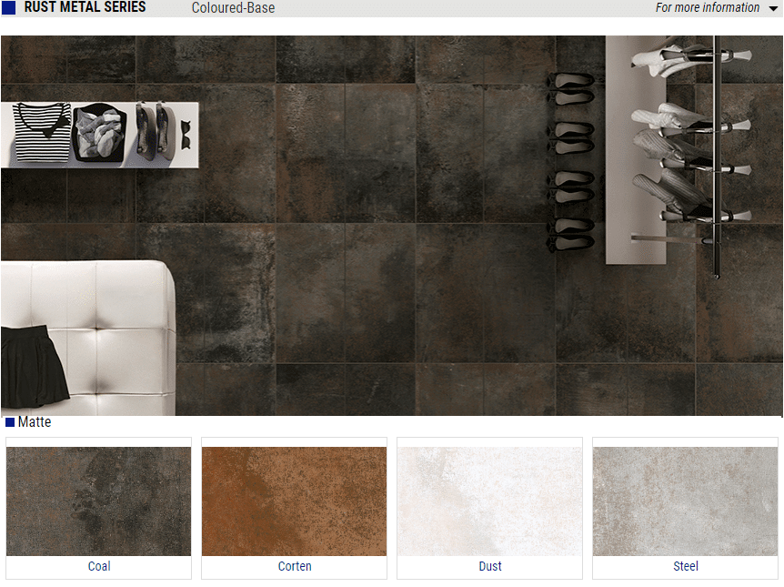 Rust Metal Series Matte Porcelain Tiles – Color: Coal, Corten, Dust, Steel – Size: 12×24 SQUAREFOOT FLOORING - MISSISSAUGA - TORONTO - BRAMPTON