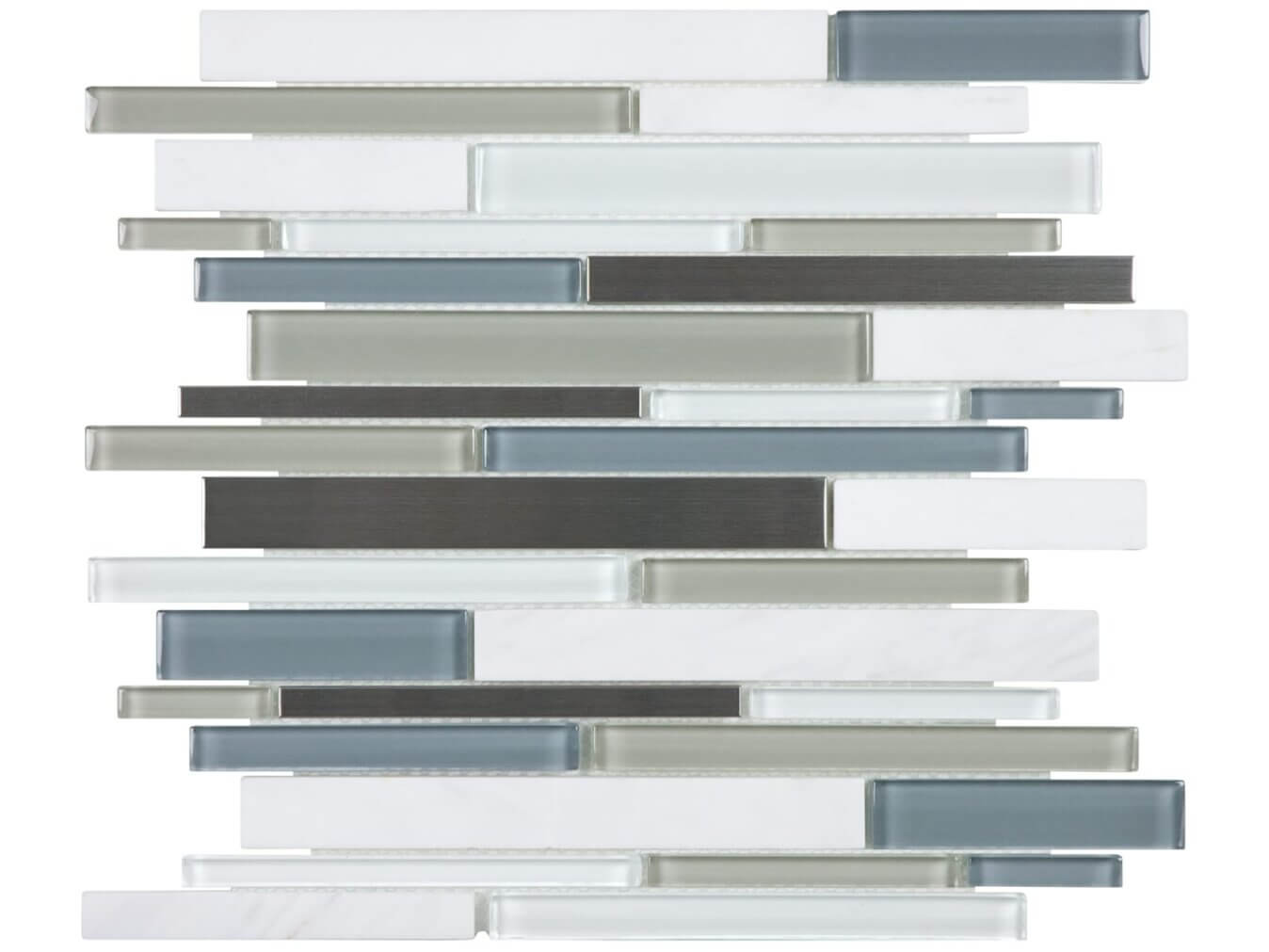 Nordic Storm Glass Stone Stainless Random Strip Mosaic – Anatolia Tile SQUAREFOOT FLOORING - MISSISSAUGA - TORONTO - BRAMPTON